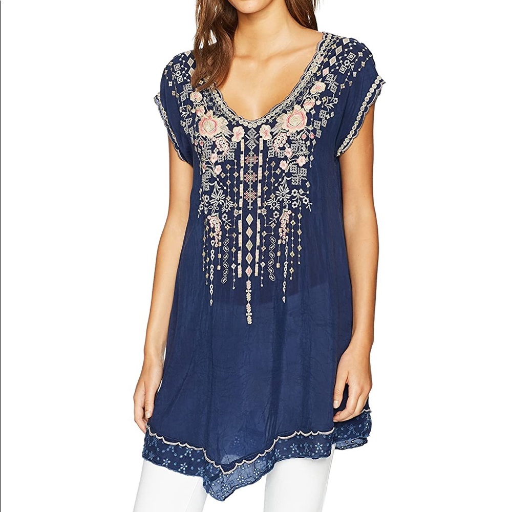 Johnny Was Rubina Tunic in Navy S